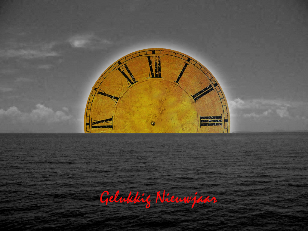 2014 nieuwjaar montage klokzon zee