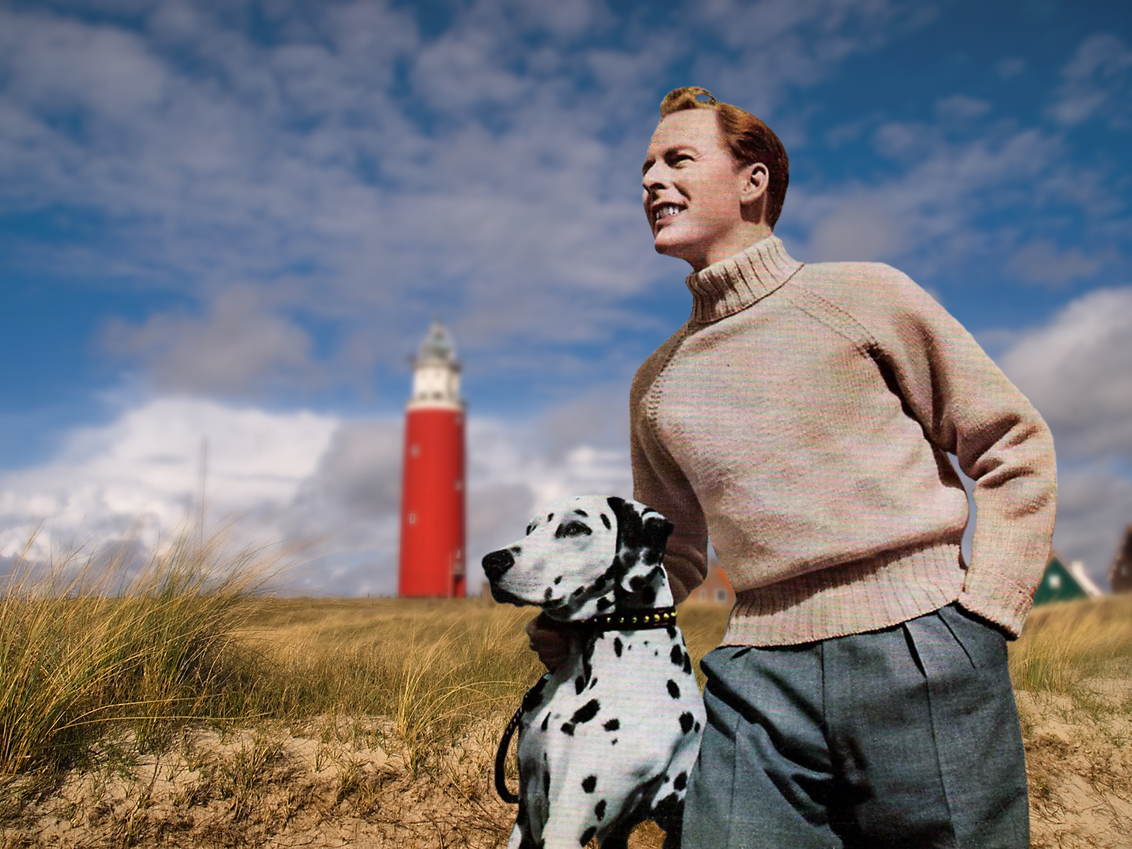 2016 montage 50er man hond vuurtoren BEELD GUSTAVE PETIT