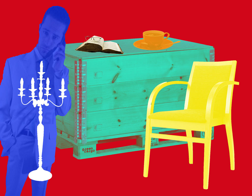 2012 - kist lamp stoel bellende man BEELD GUSTAVE PETIT